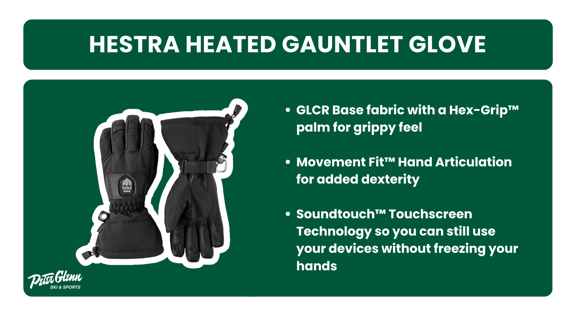 infographic about the hestra heated gauntlet glove