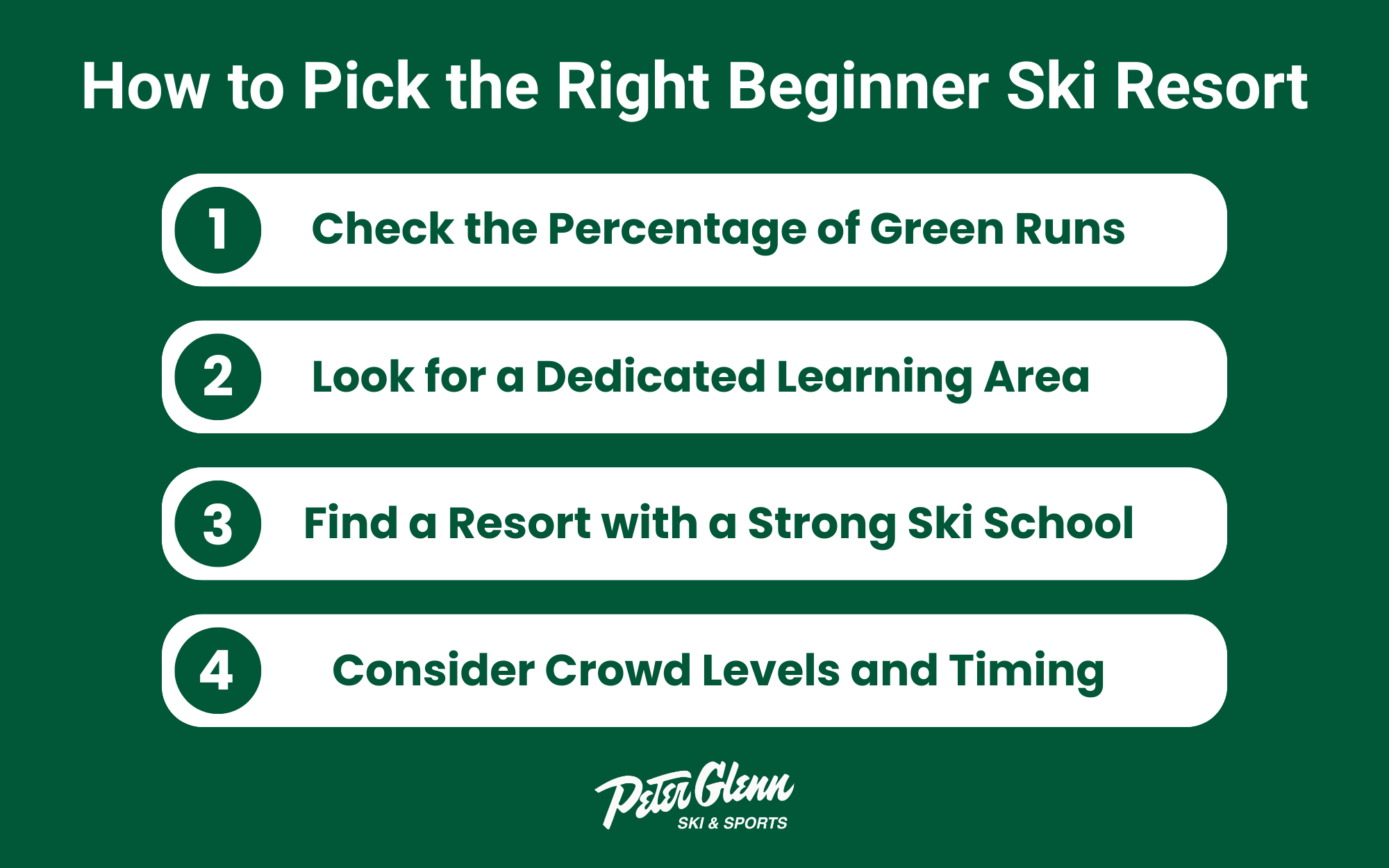 How to pick the right beginner ski resort infographic