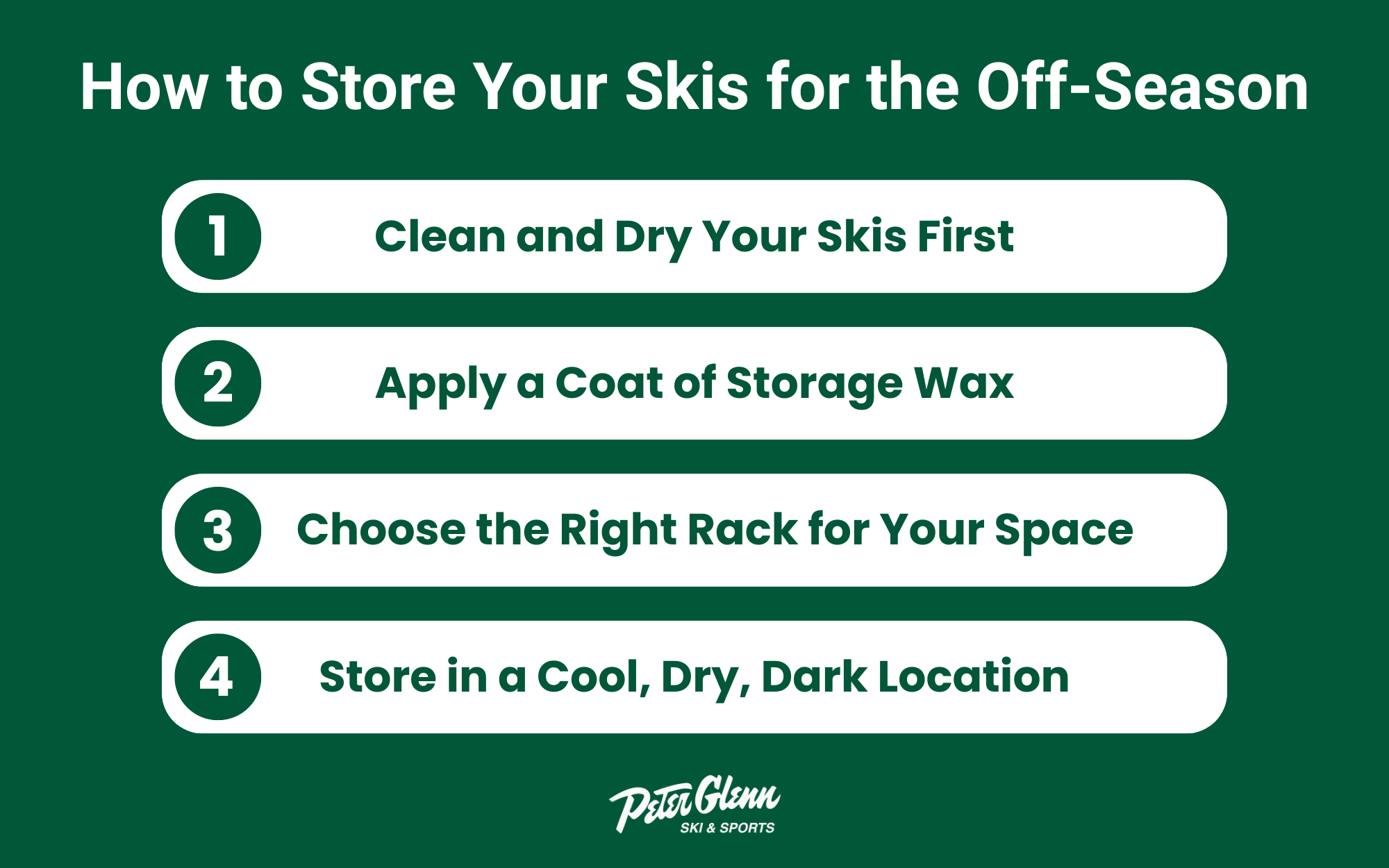 How to store your skis for the off-season infographic.