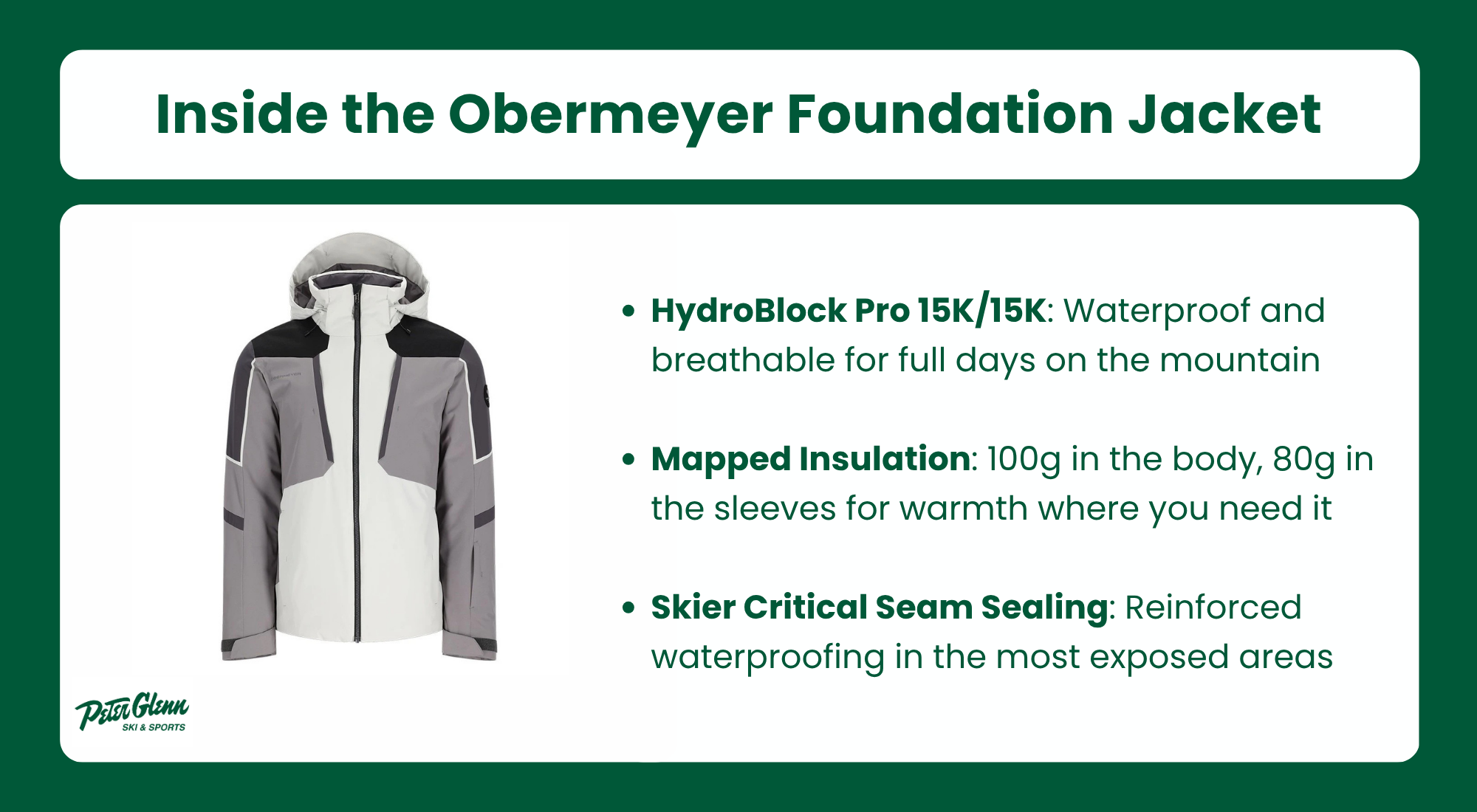 Inside the obermeyer foundation jacket infographic.